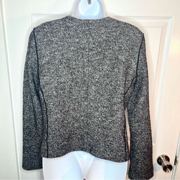 LOFT Pocket Chic Tweed Wool Cotton Blend Blazer Jacket Marled Grey Black 8 - Picture 8 of 13